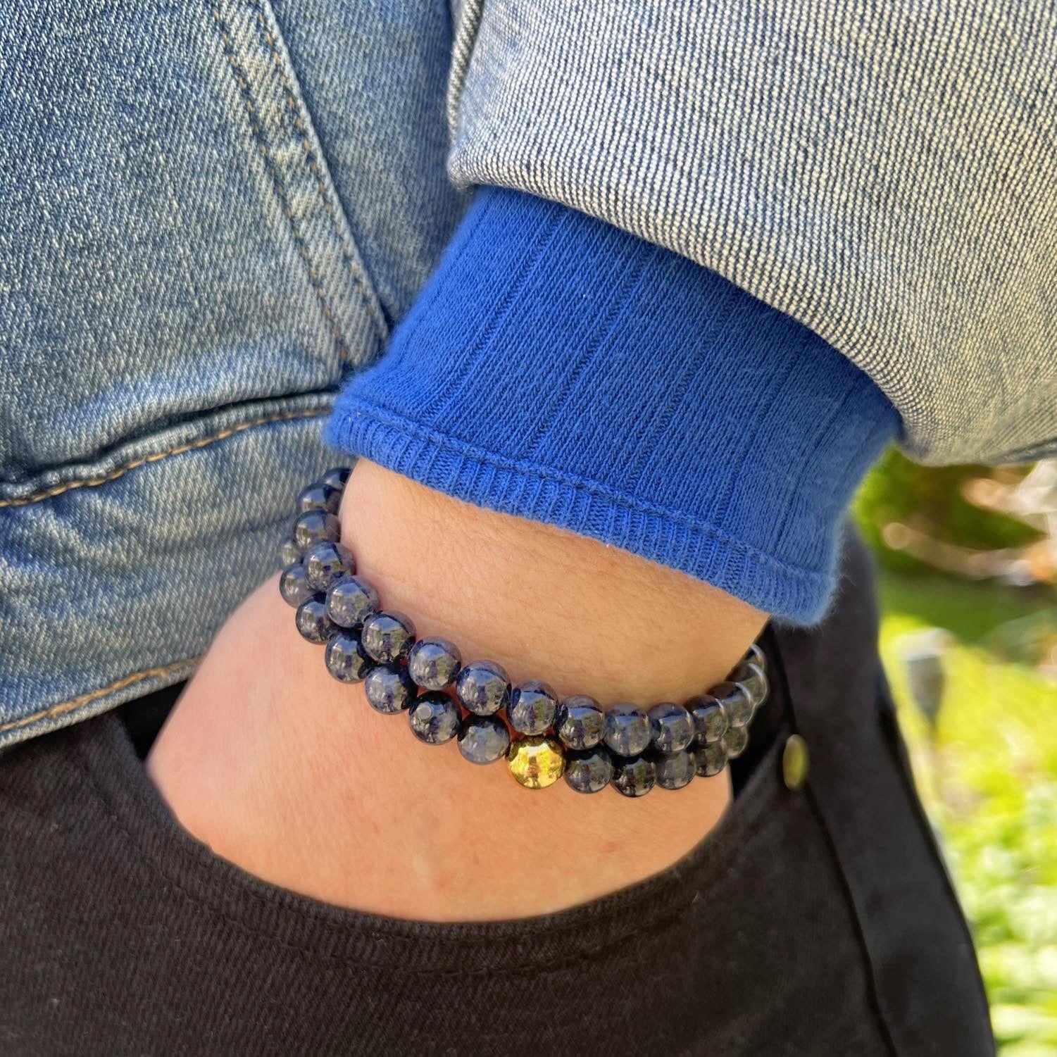 Blå Safir krystal armbånd stilbillede