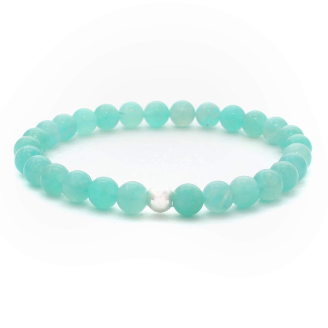 Amazonit krystal armbånd 6mm Sterling Sølv perle