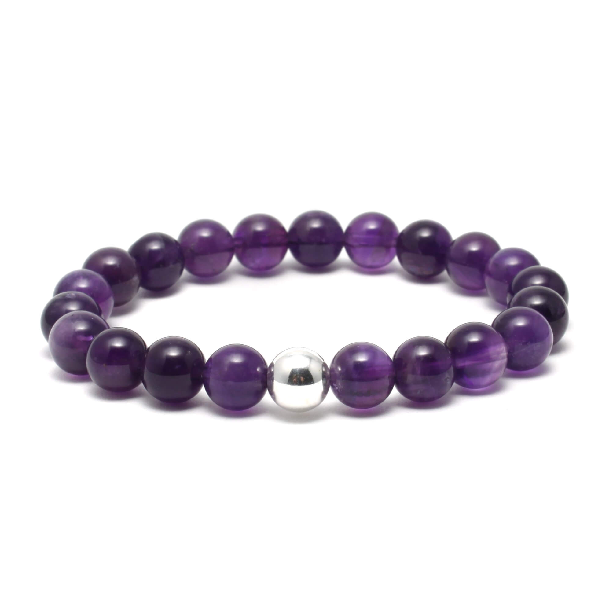 Krystal armbånd med 8mm Ametyst perler