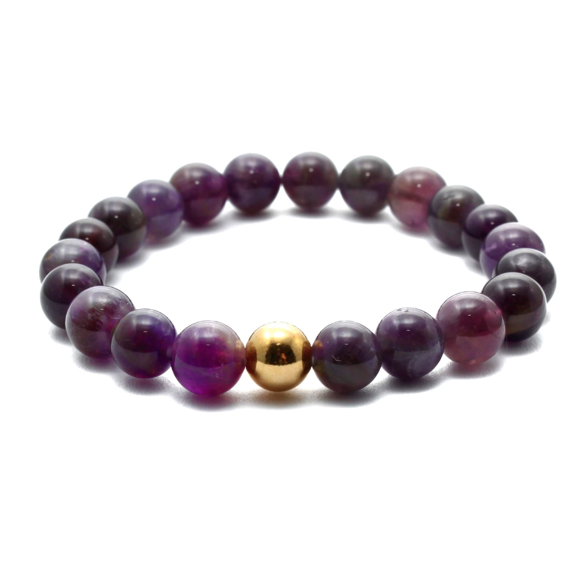 Ametyst Krystal armbånd med 8mm perler