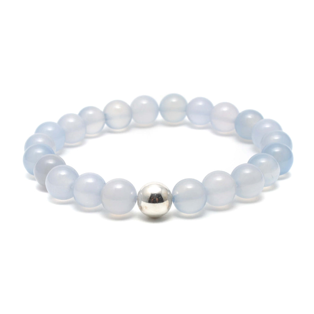 Krystal armbånd med 8mm Chalcedon perler