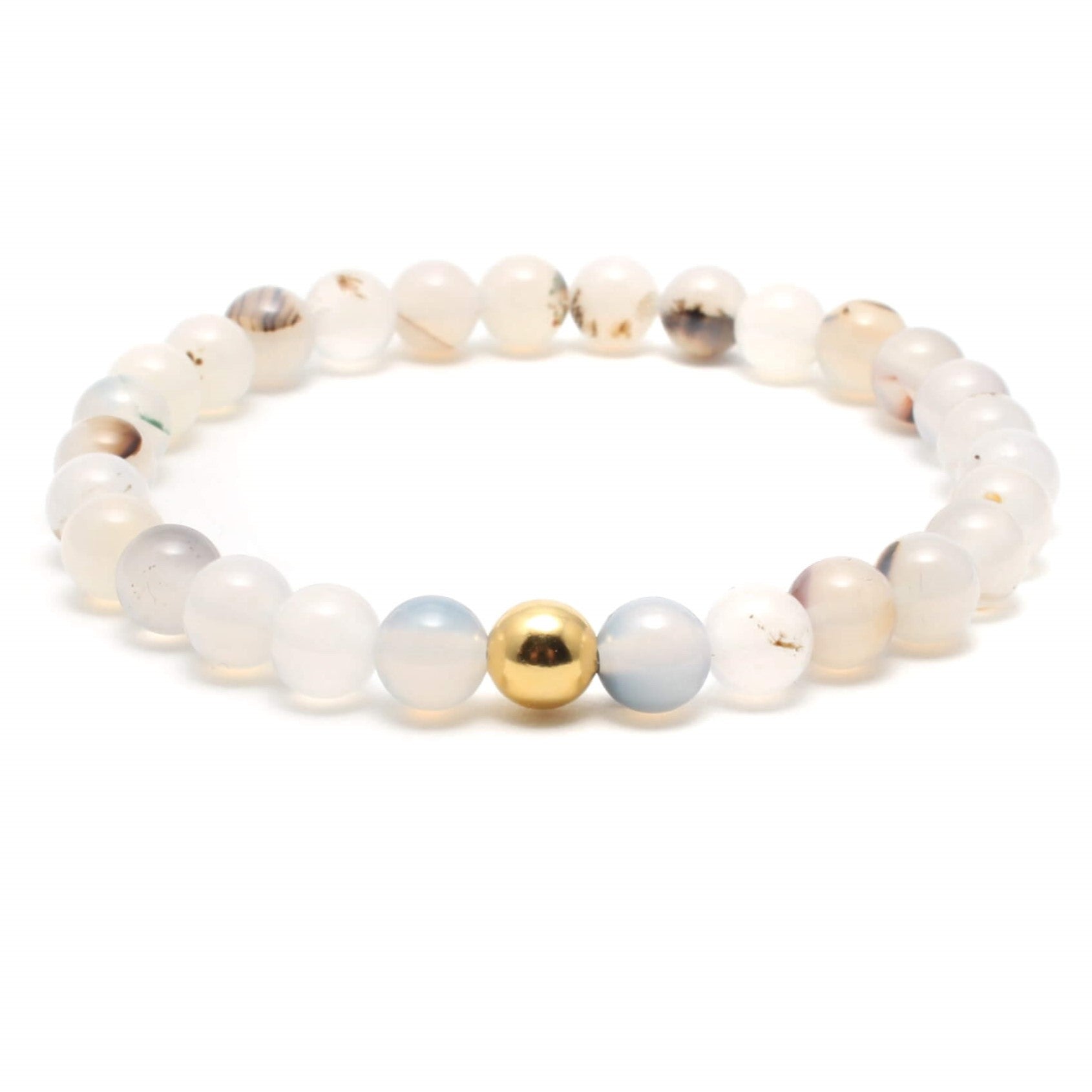 Dendrit krystal armbånd med 6mm perler