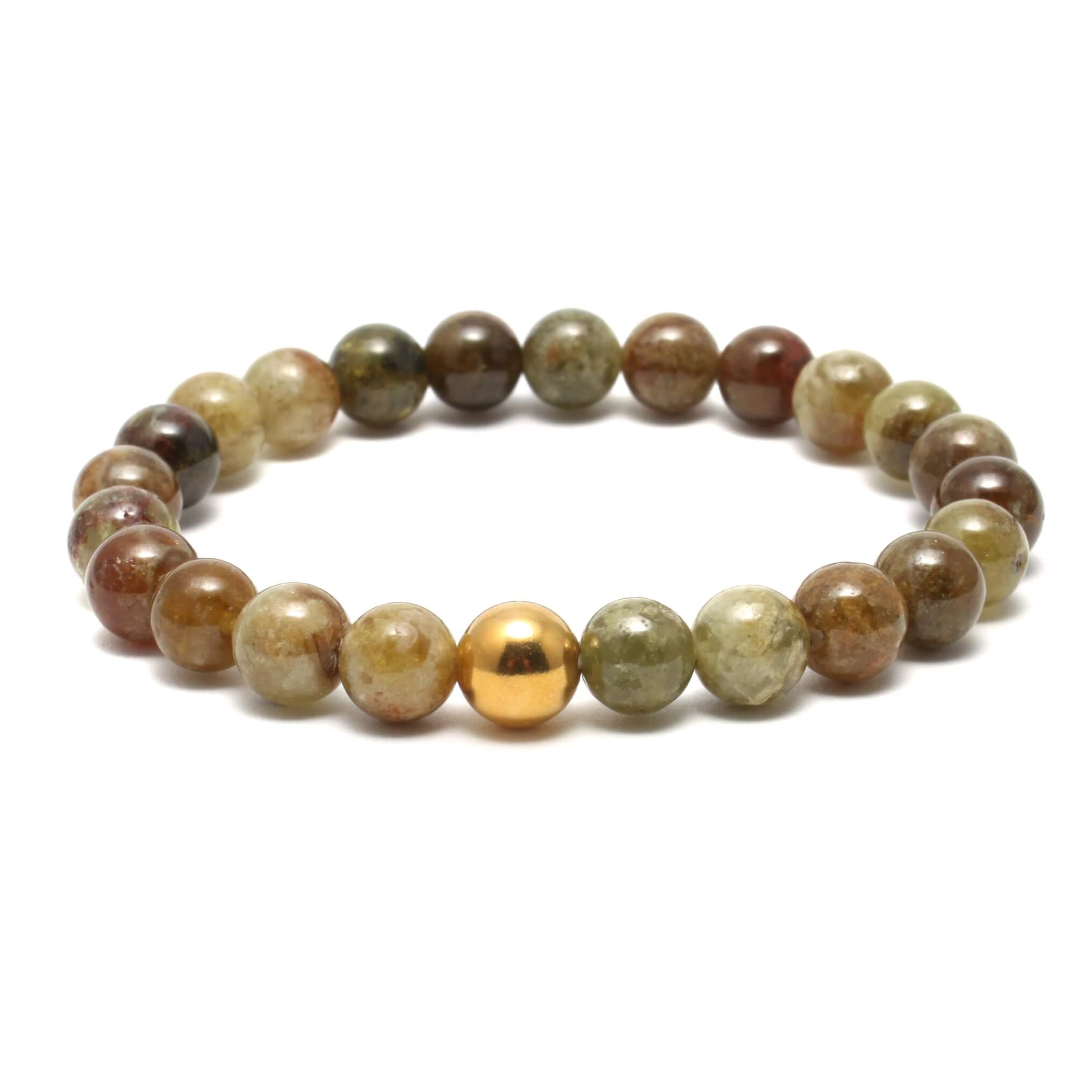 Krystal armbånd med 8mm Grossular Granat perler