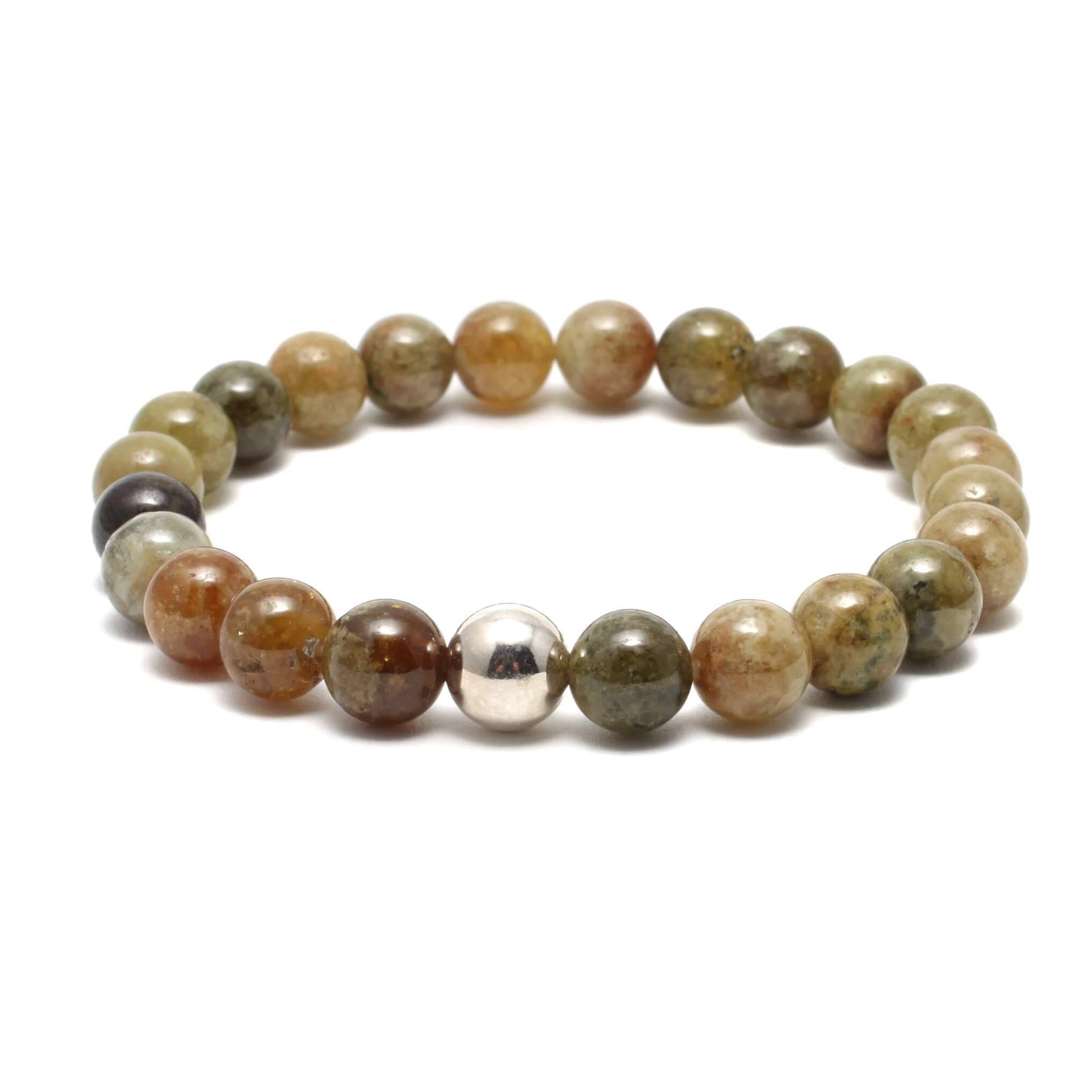 Krystal armbånd med 8mm Grossular Granat perler