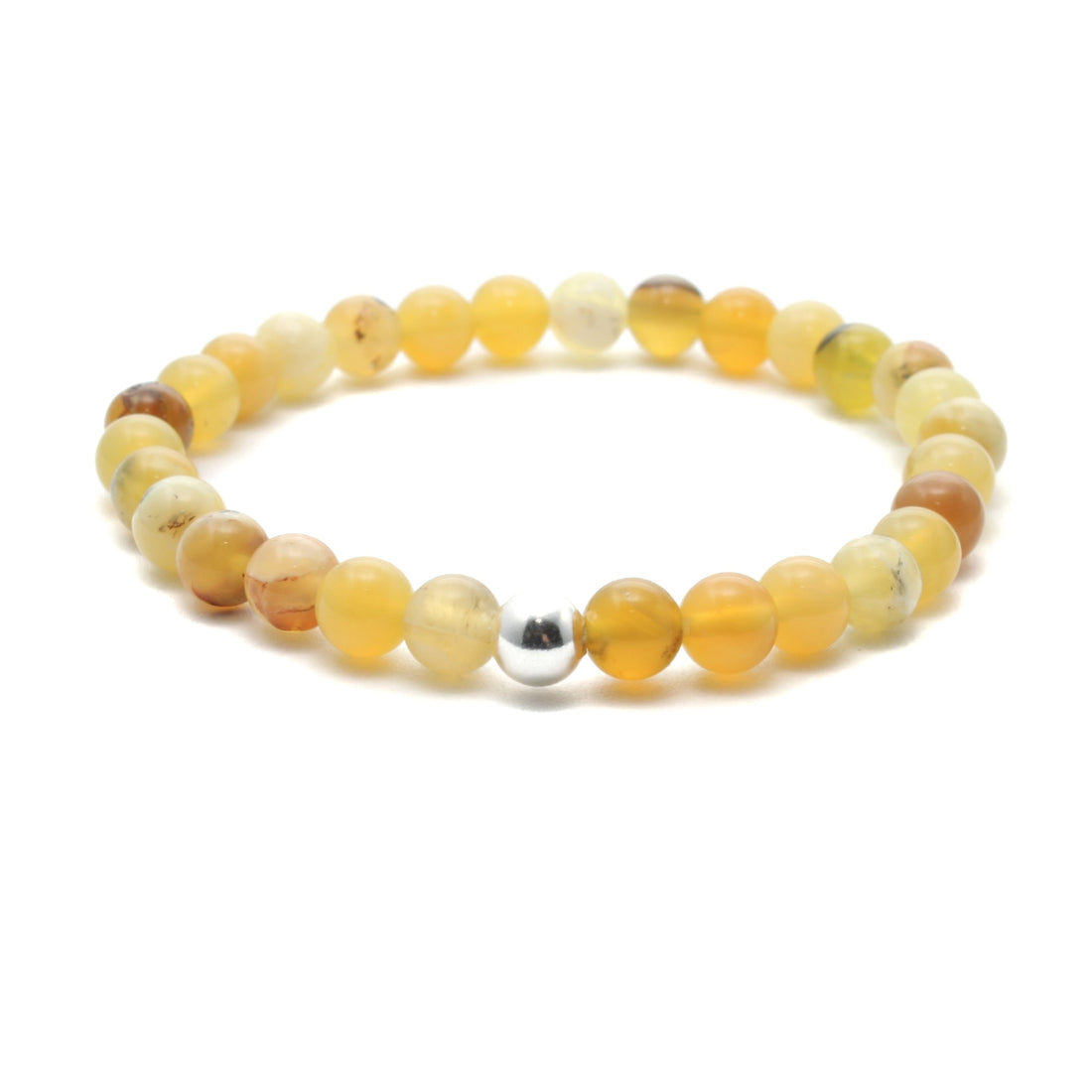Krystal armbånd - Gul Opal - Sterling Sølv perle