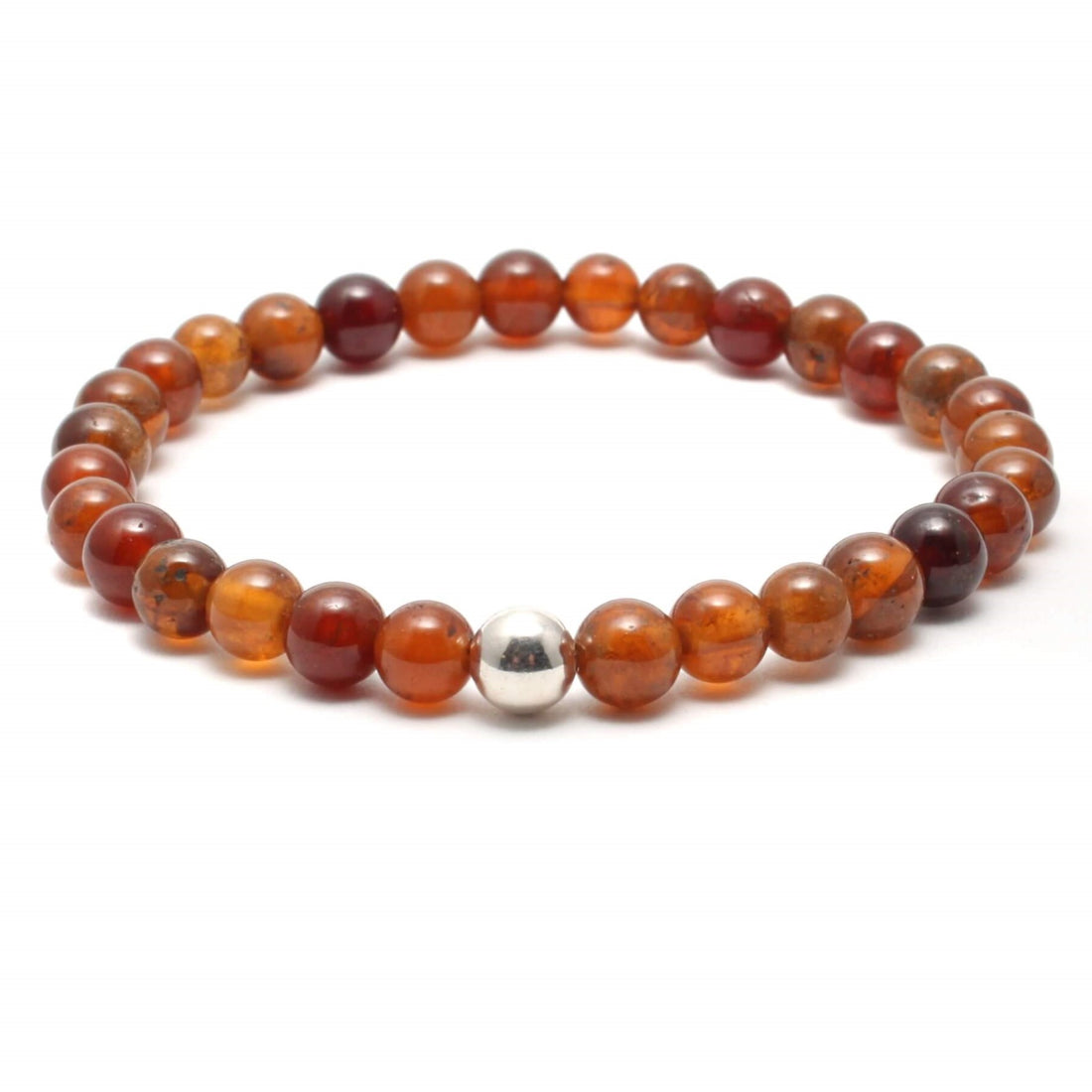 Hessonit Granat krystal armbånd med 6mm perler - krystalsmykke