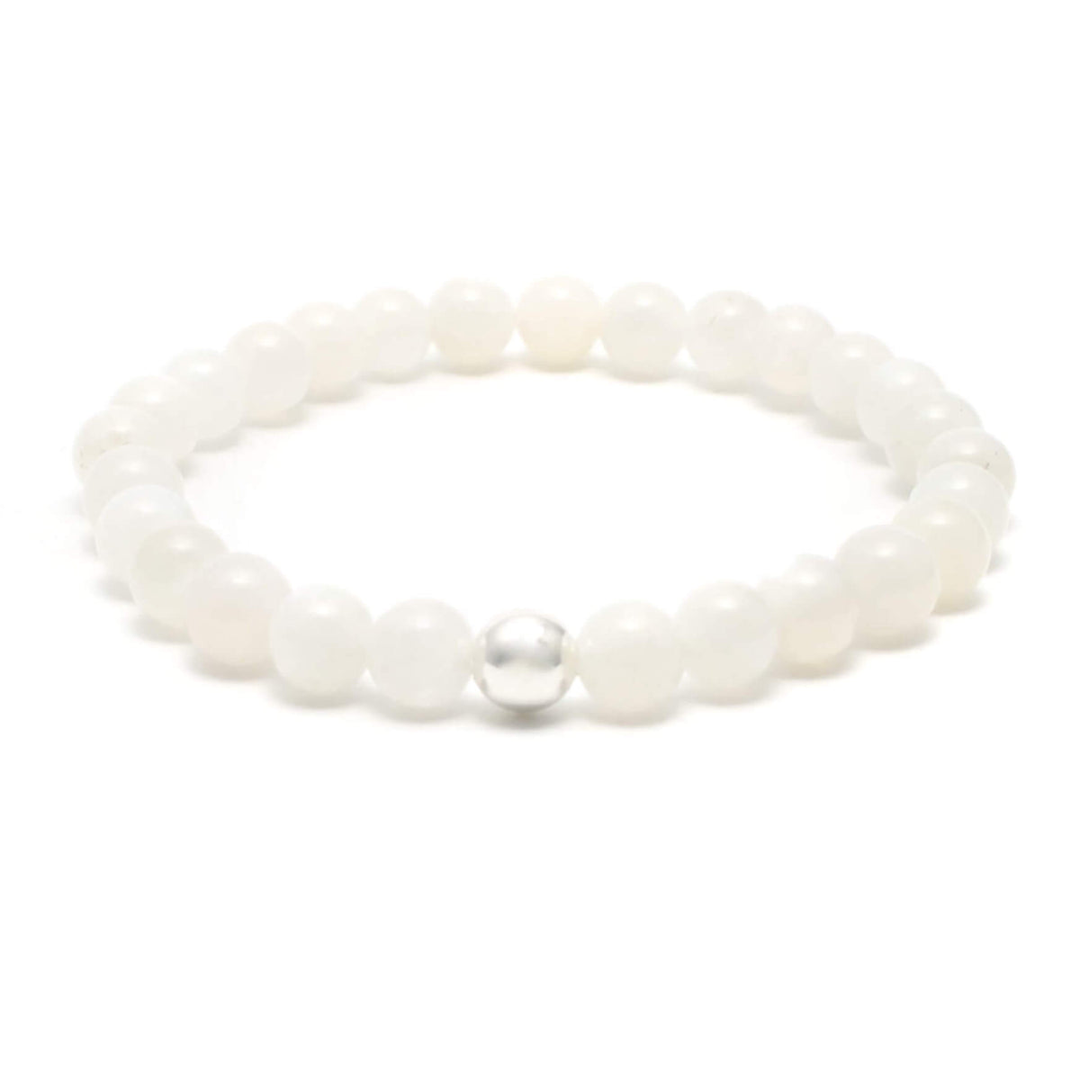 Hvid Månesten krystal armbånd med 6mm perler
