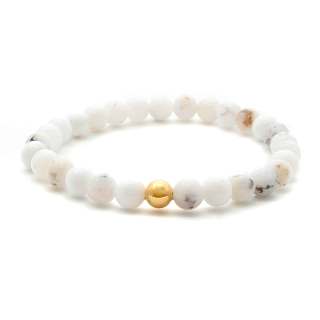 Krystal armbånd - Hvid Opal - 6mm