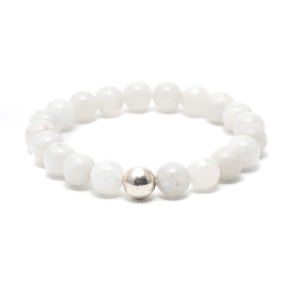 Hvid Månesten krystal armbånd med 8mm perler