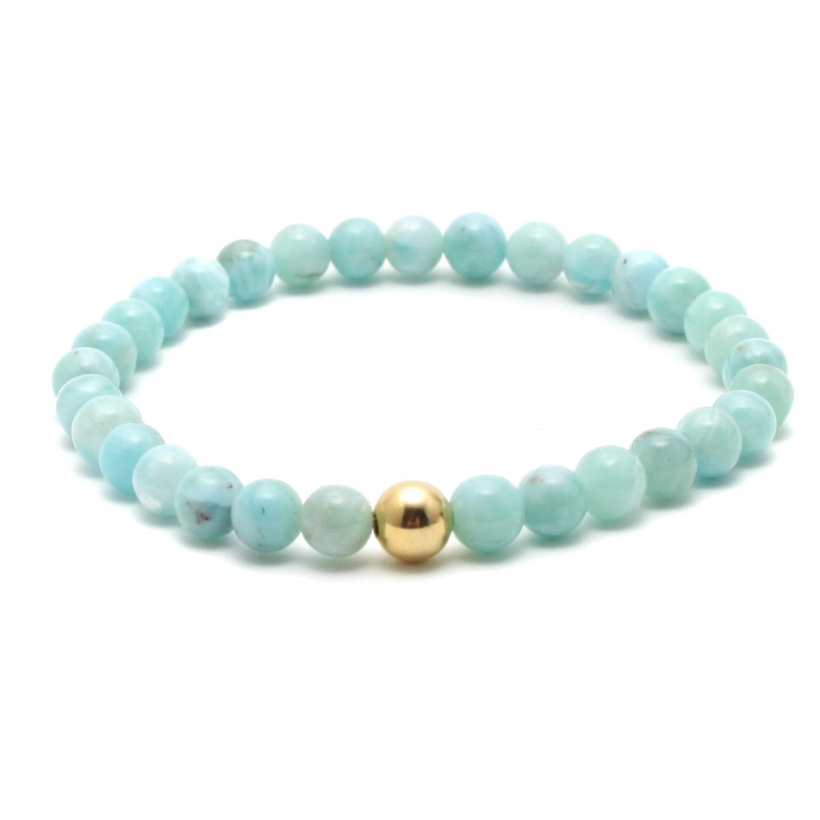 Krystal armbånd med 6mm Larimar perler