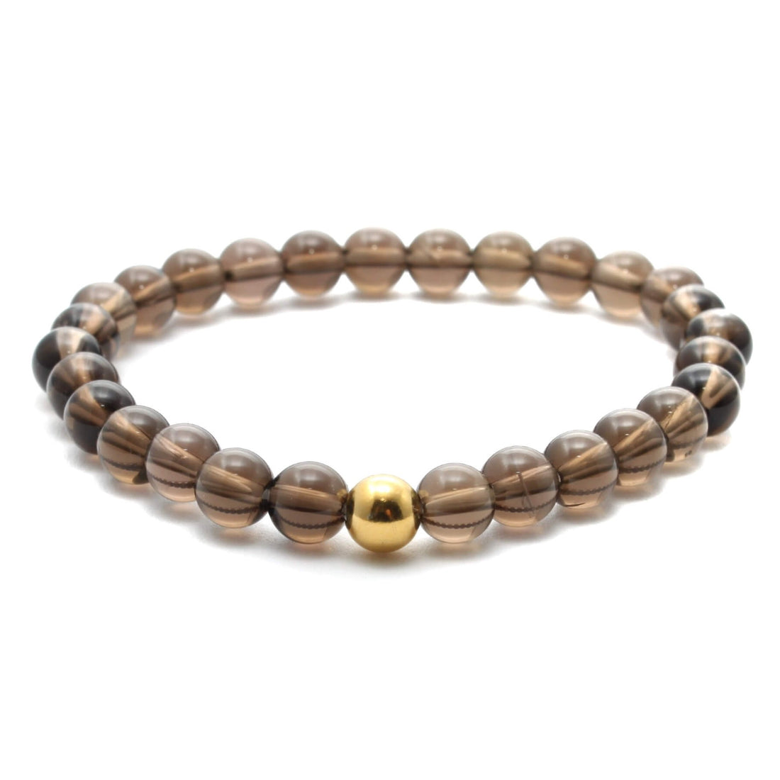 Røgkvarts krystal armbånd med 6mm perler