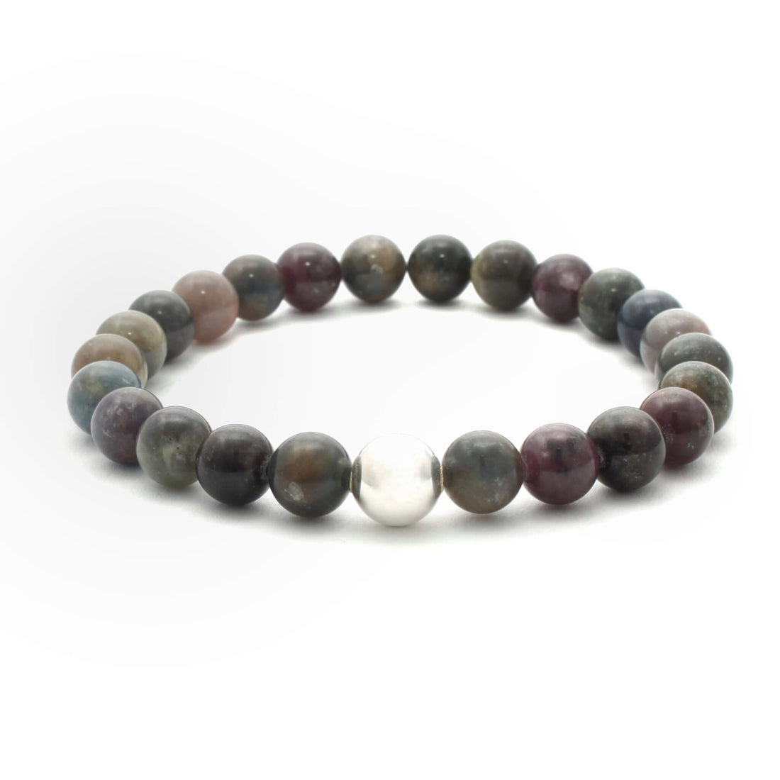 Krystal armbånd med mix safir perler i 7-8 mm