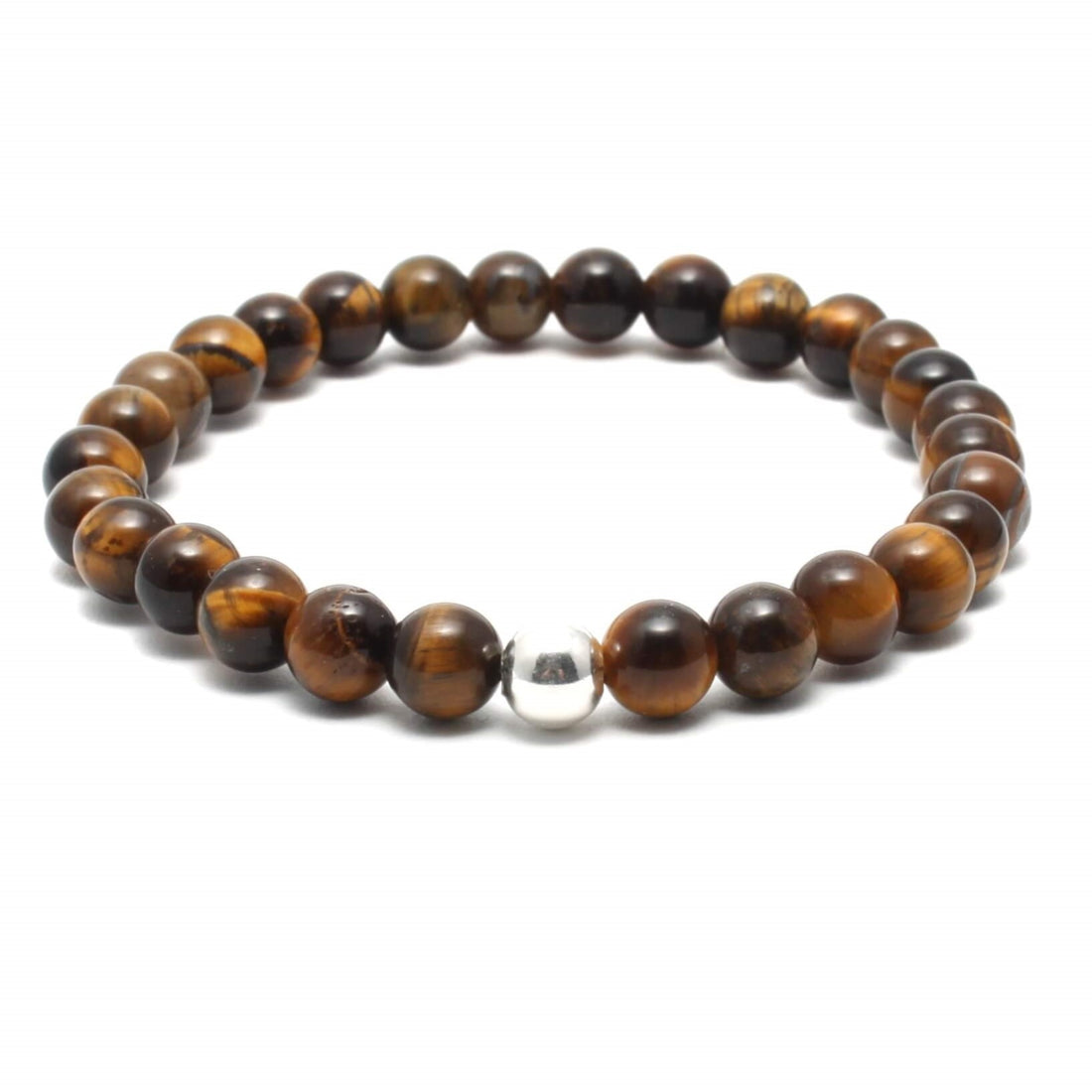 Tigerøje krystal armbånd med 6mm perler