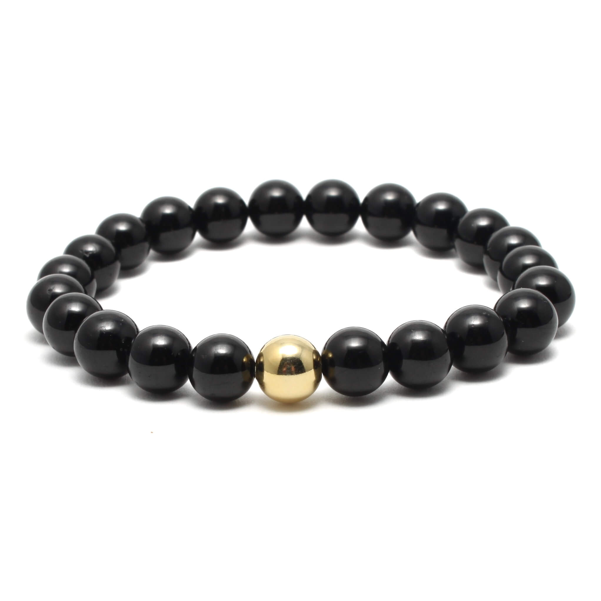 Krystal armbånd med 8mm Sort Turmalin perler