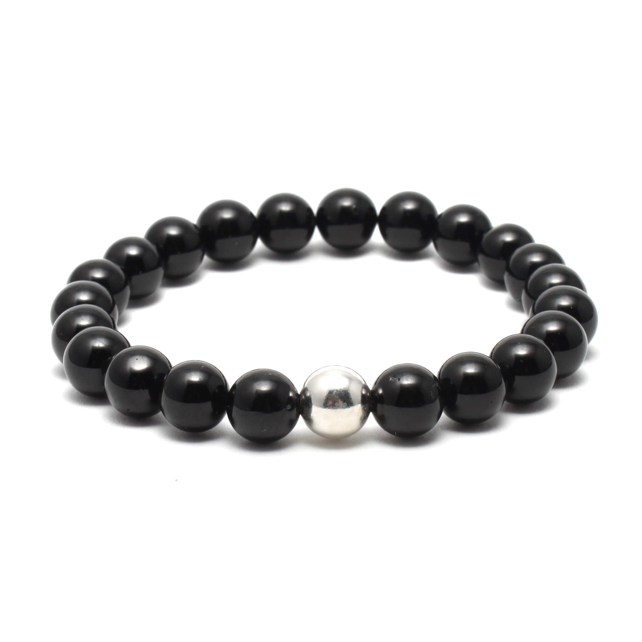 Krystal armbånd med 8mm Sort Turmalin perler