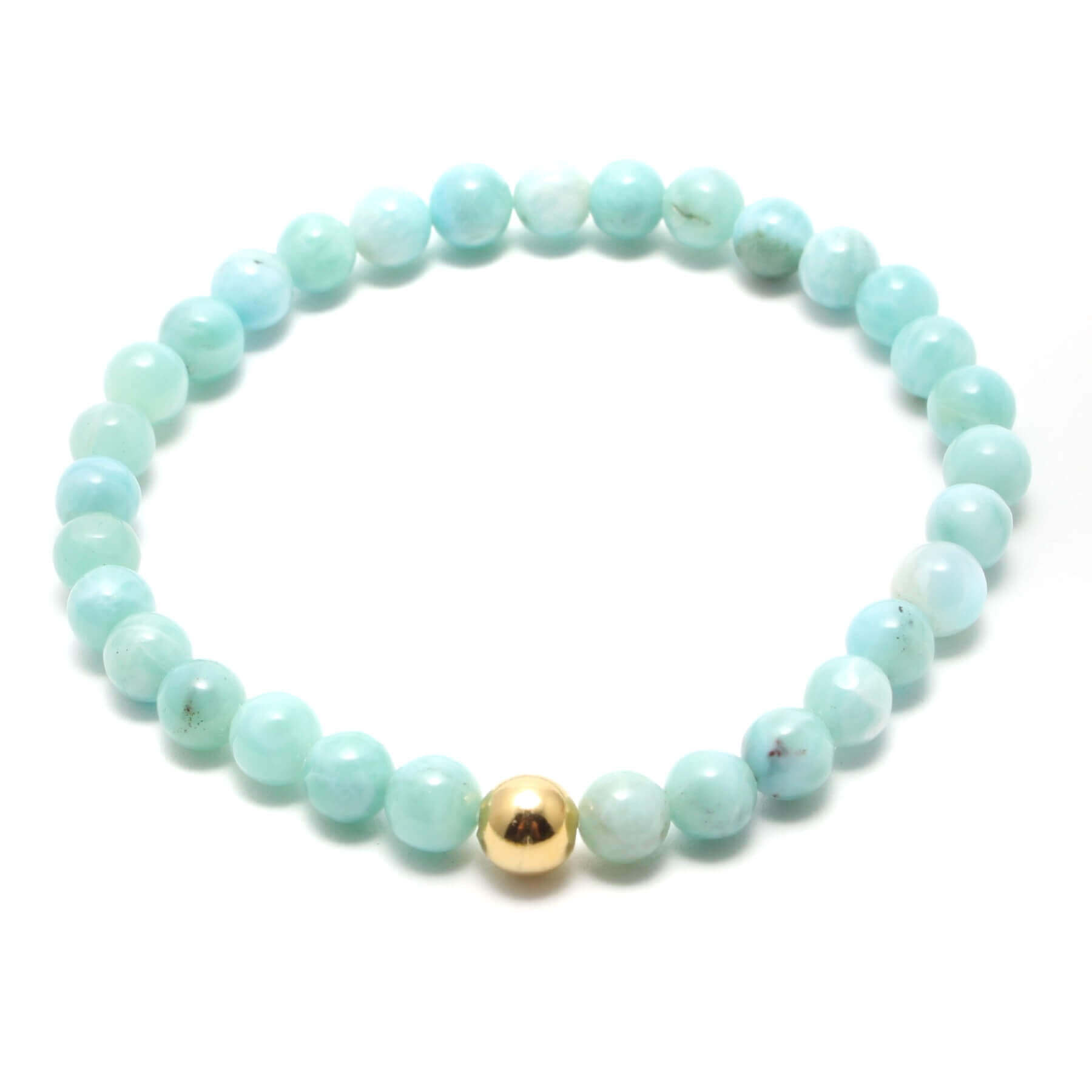 Krystal armbånd med 6mm Larimar perler