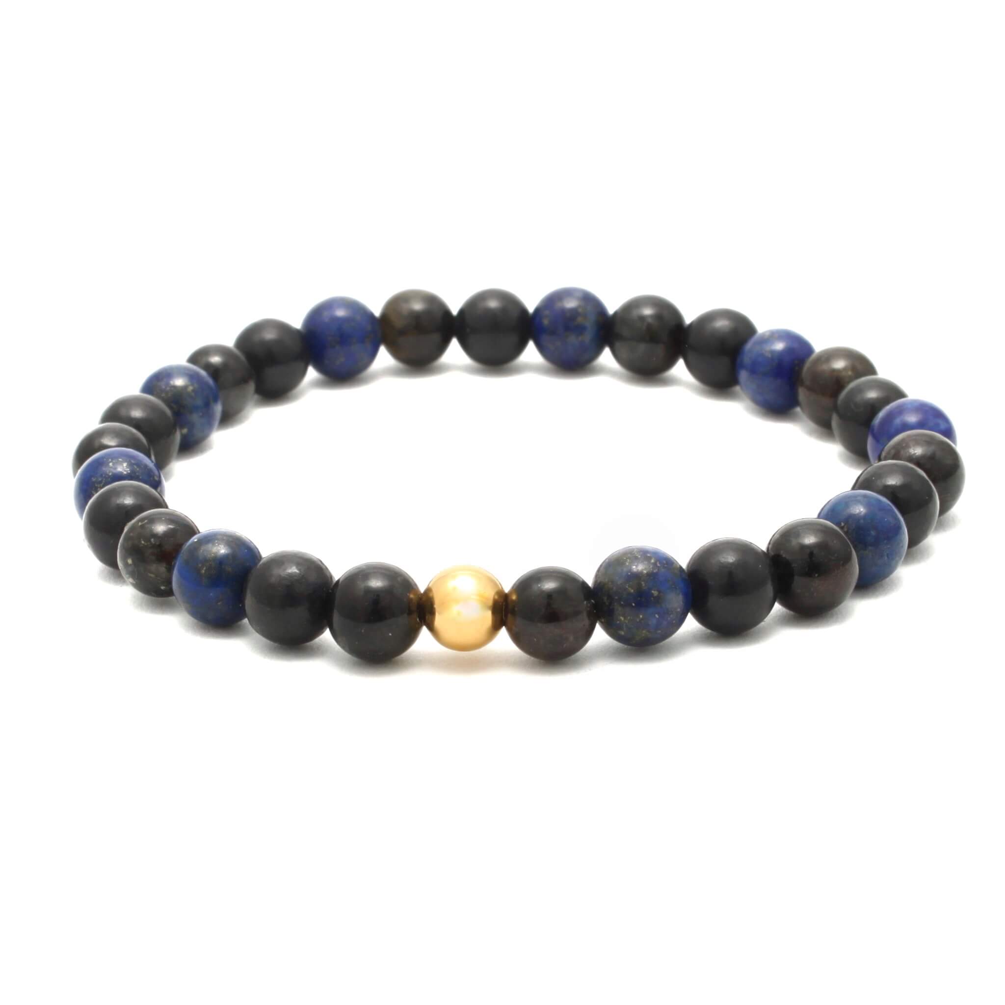 Krystal armbånd med Nuumit, Lapis Lazuli og Shungit til Kommunikation