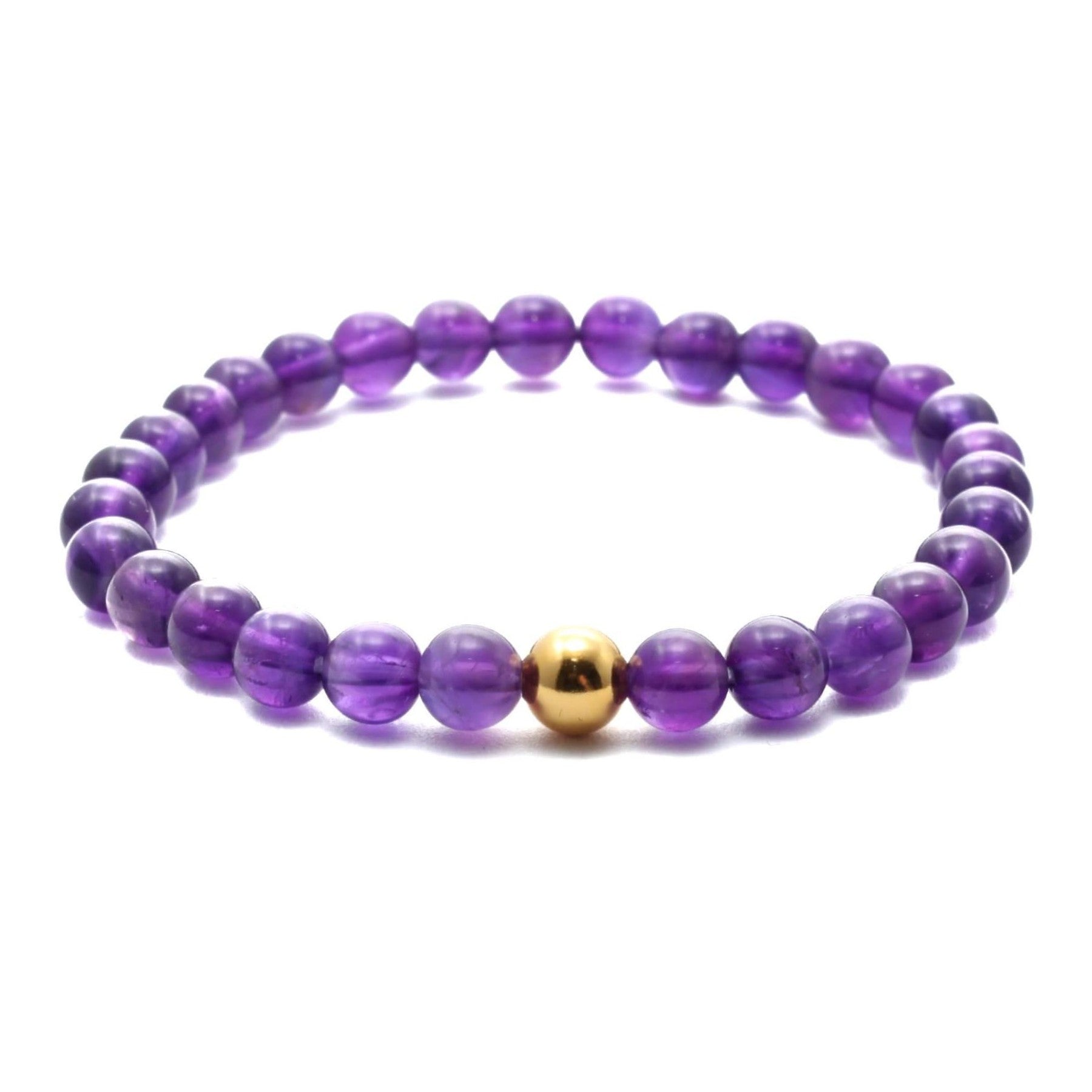 Ametyst Krystal armbånd med 6mm perler