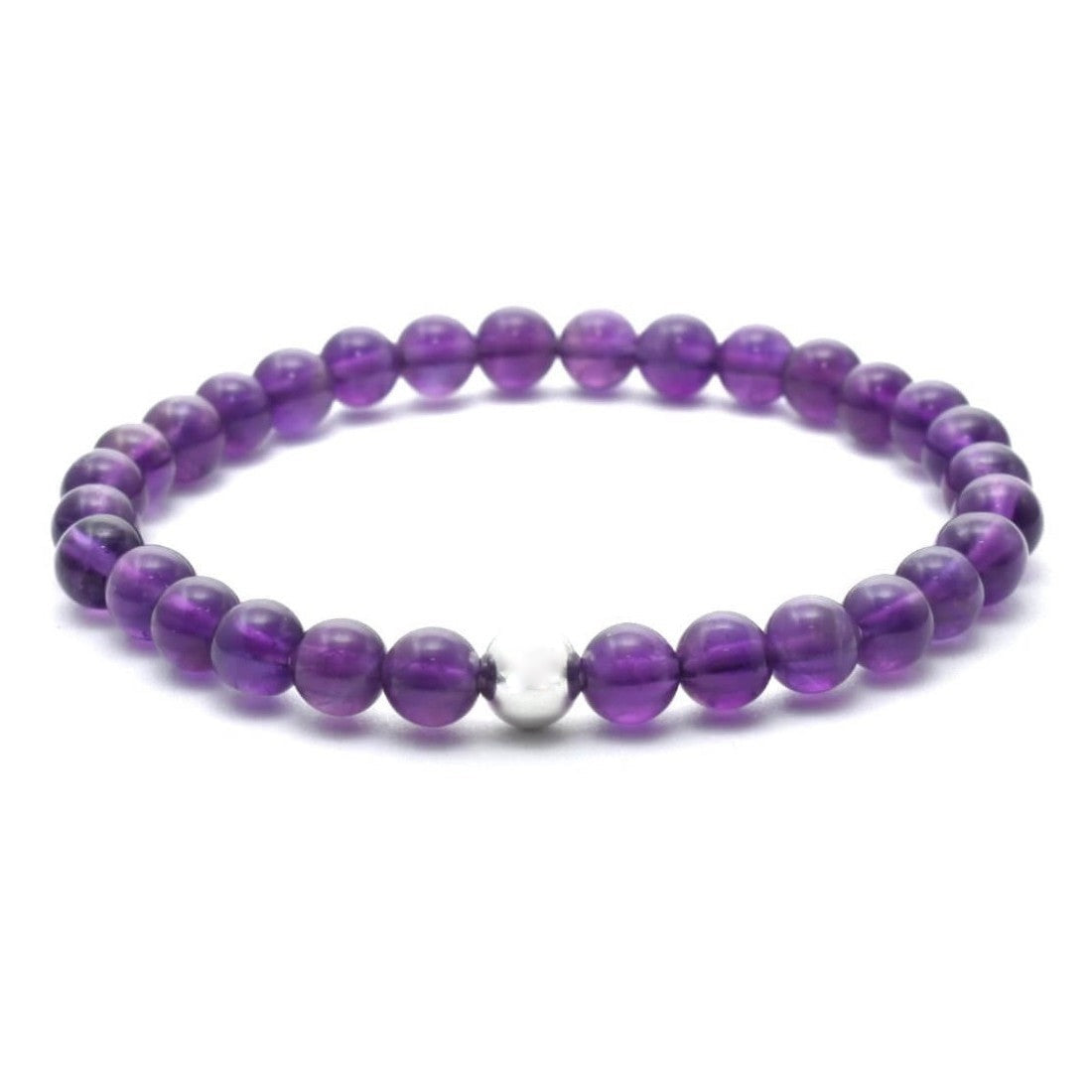 Ametyst armbånd med 6mm perler og sterling sølv, Villa Lovis