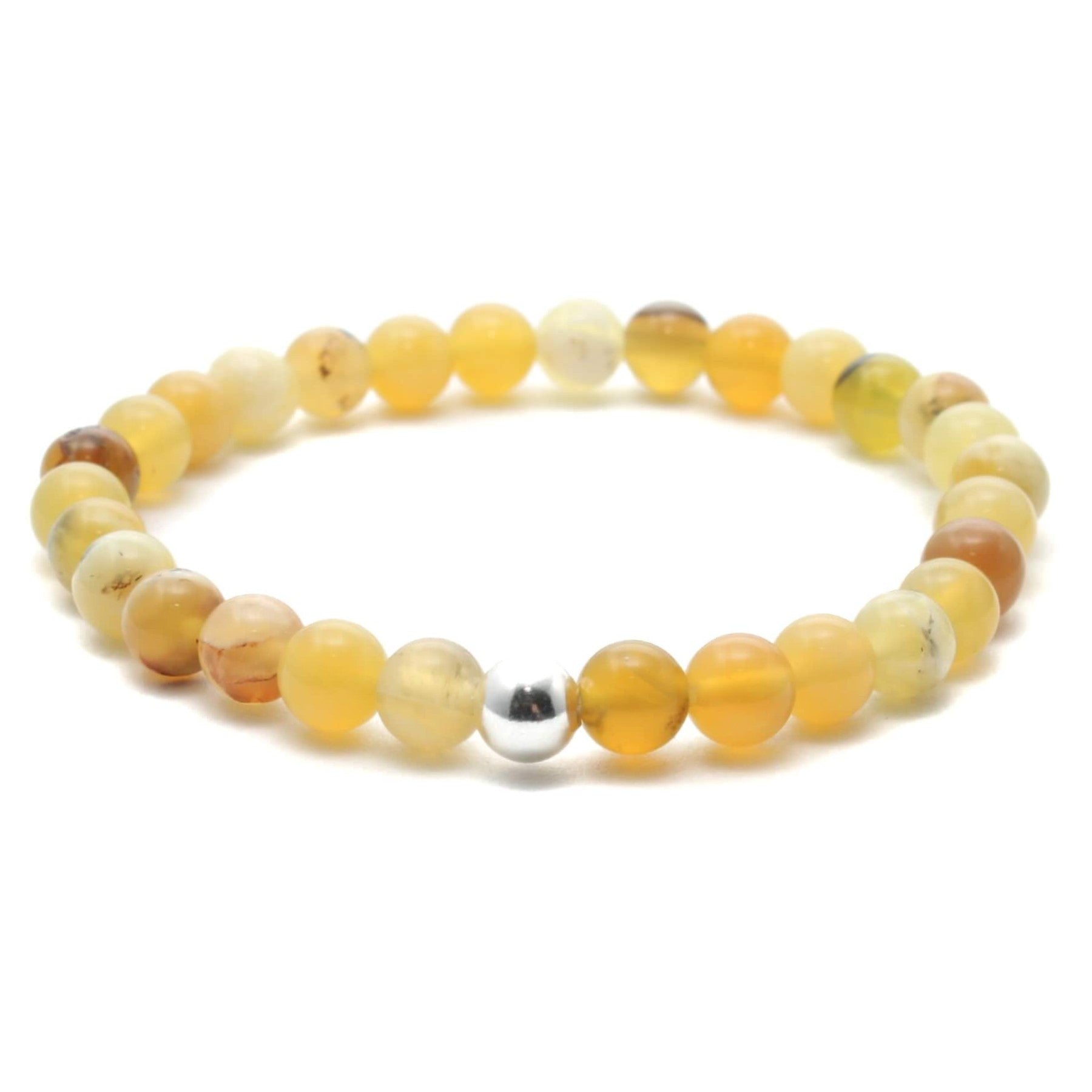 Gul Opal krystal armbånd med 6mm perler