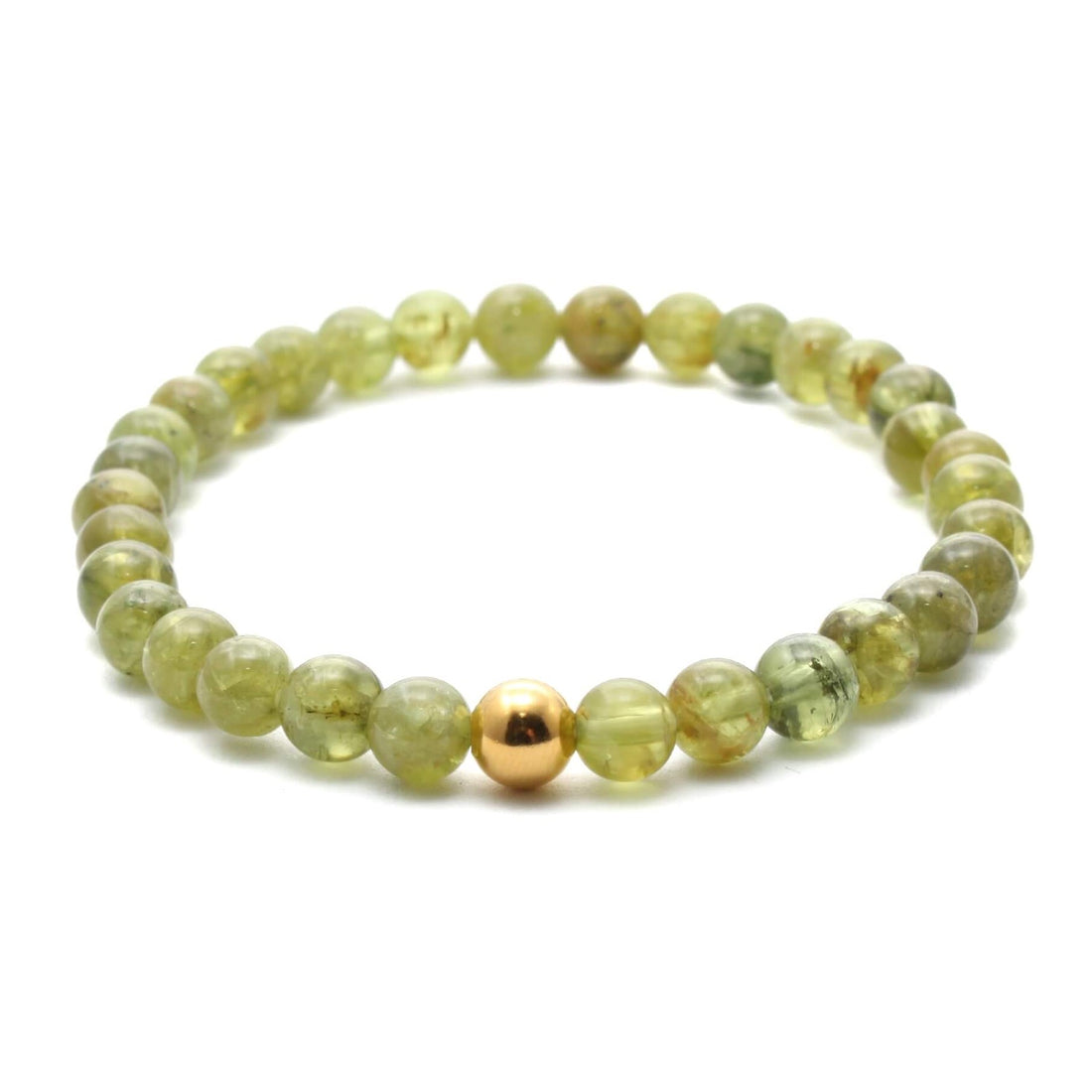 Olivin krystal armbånd med 6mm perler