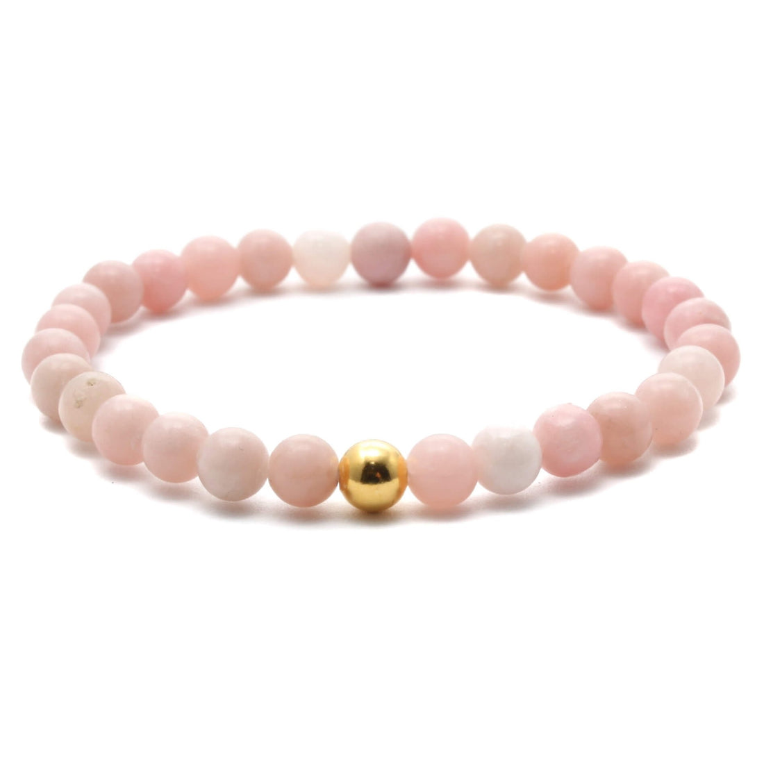 Pink Opal krystal armbånd med 6mm perler