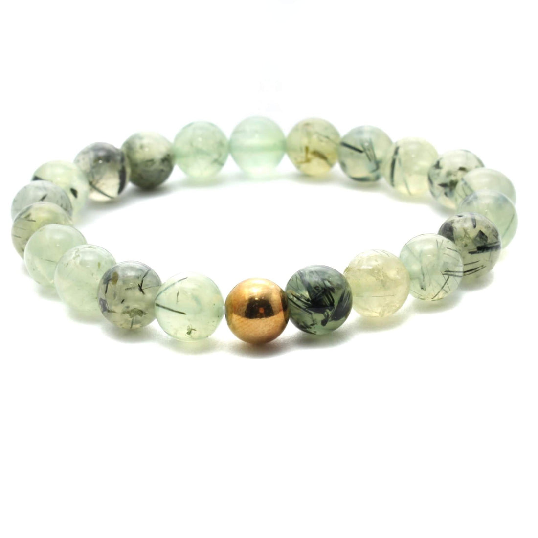 Krystal armbånd med 8mm Prehnit perler