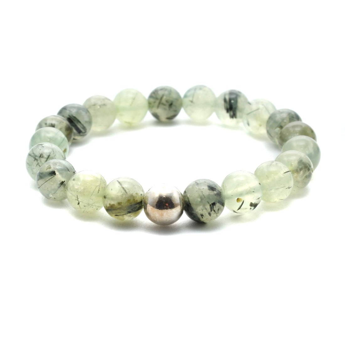 Krystal armbånd med 8mm Prehnit perler