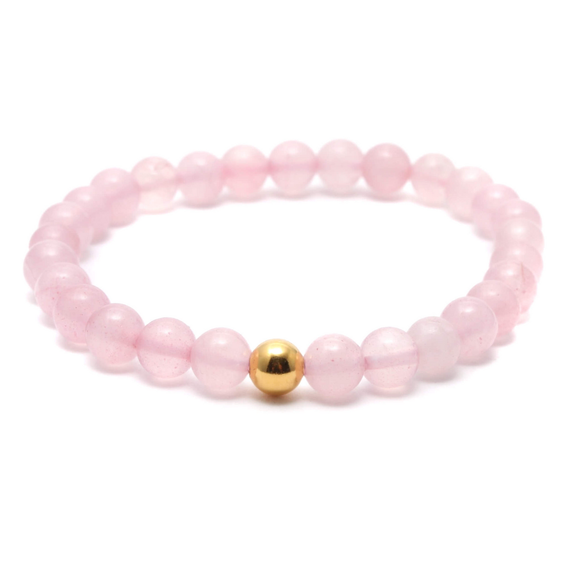 Rosenkvarts krystal armbånd med 6mm perler