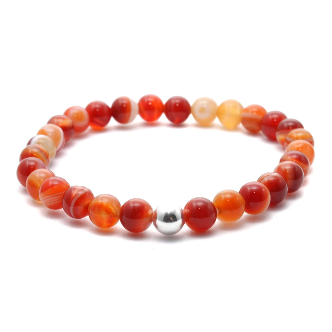 StribetStribet Karneol krystal armbånd med 6mm perler