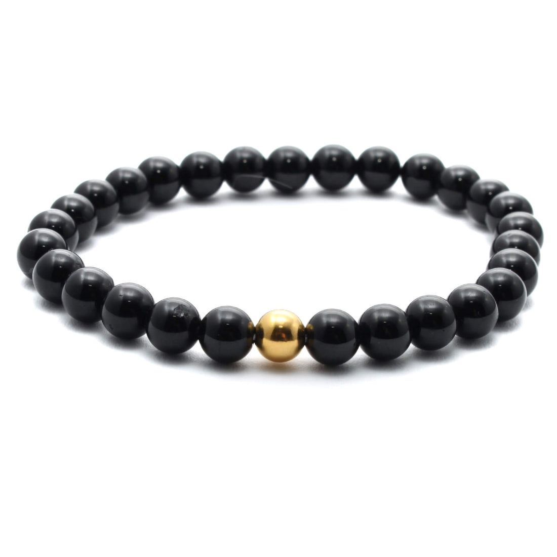 Sort Turmalin krystal armbånd med 6mm perler
