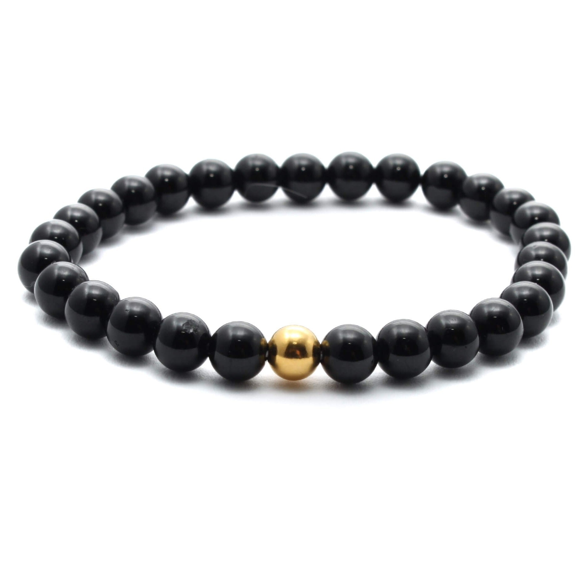 Sort Turmalin krystal armbånd med 6mm perler