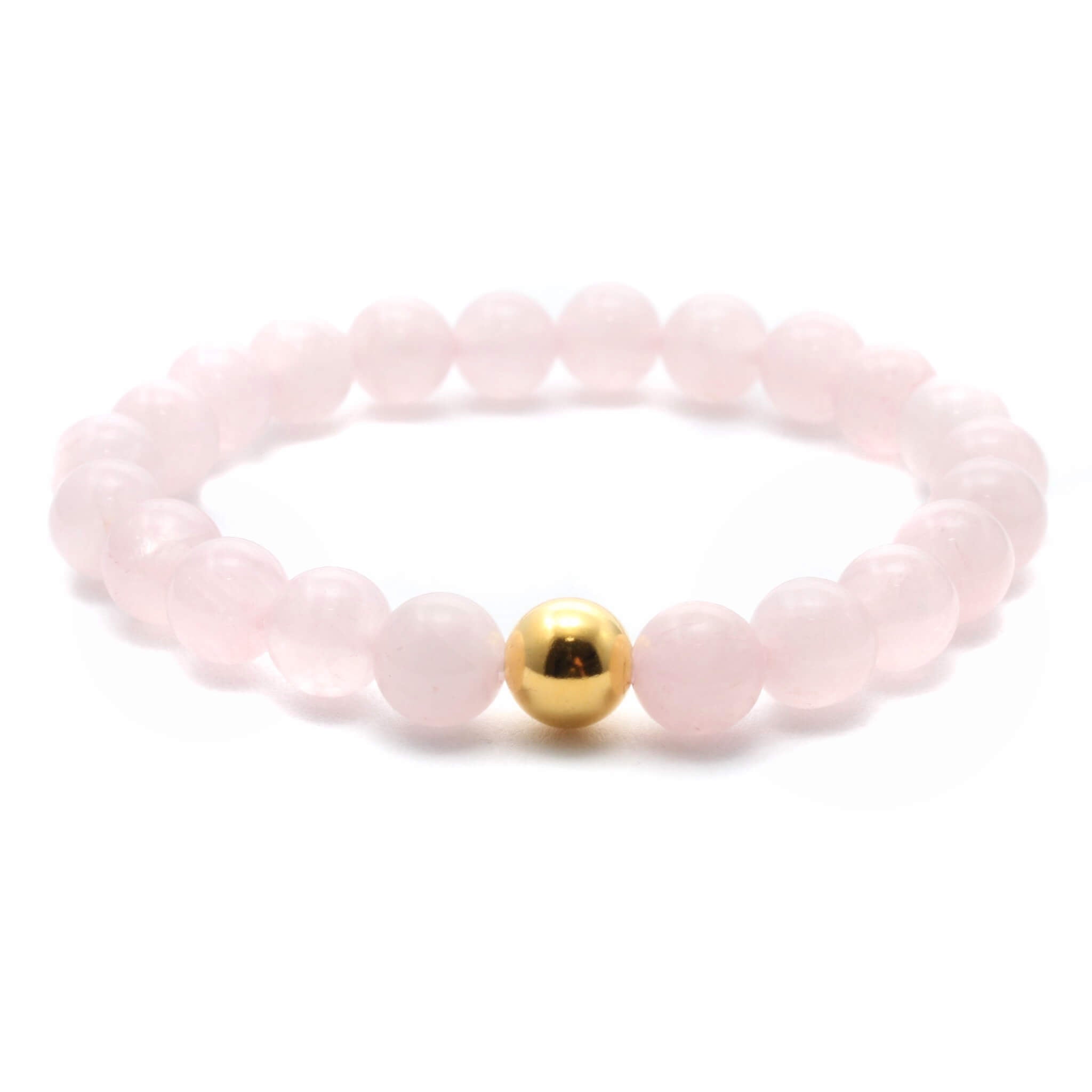 Krystal armbånd med 8mm Rosenkvarts perler