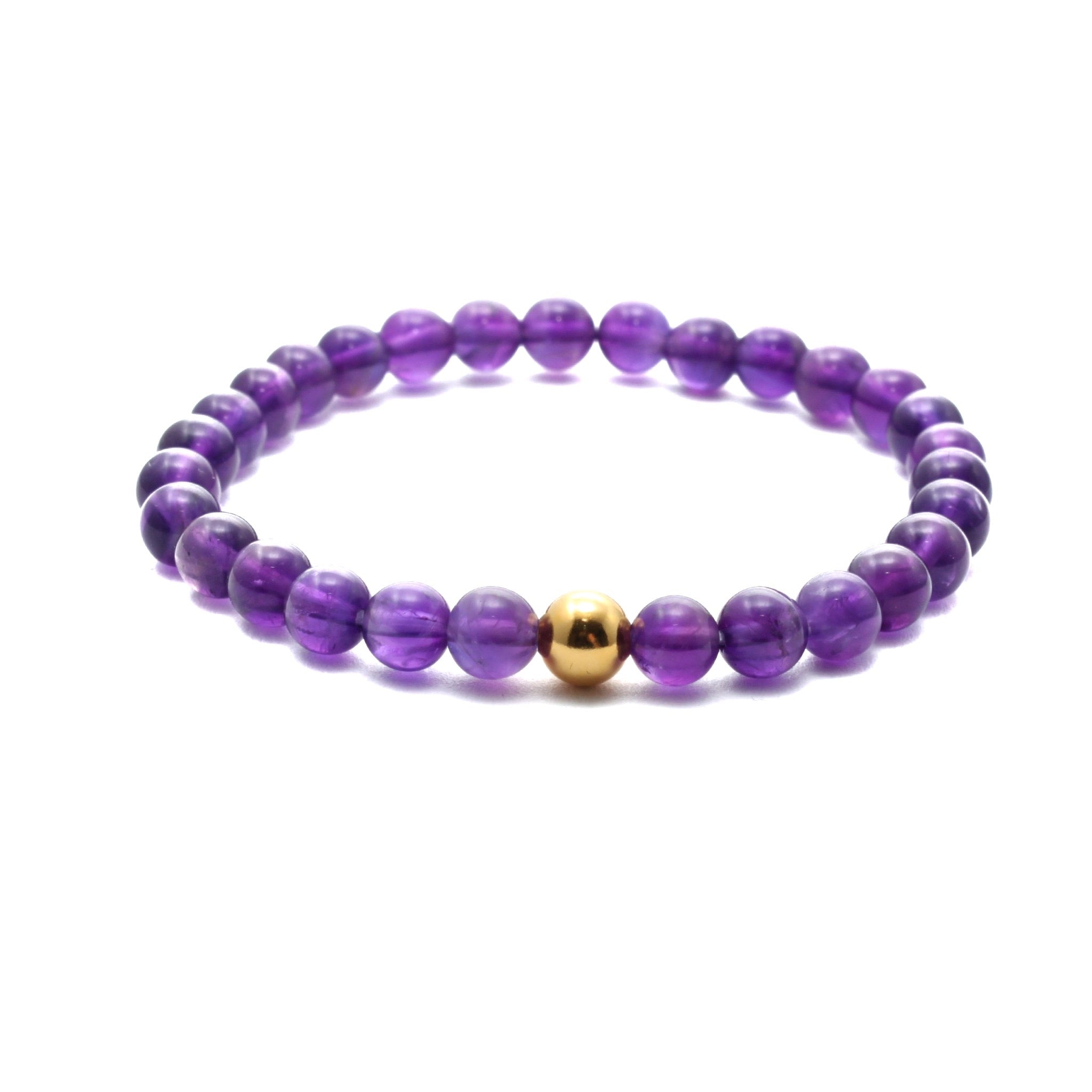 Ametyst krystal armbånd med 6mm perler