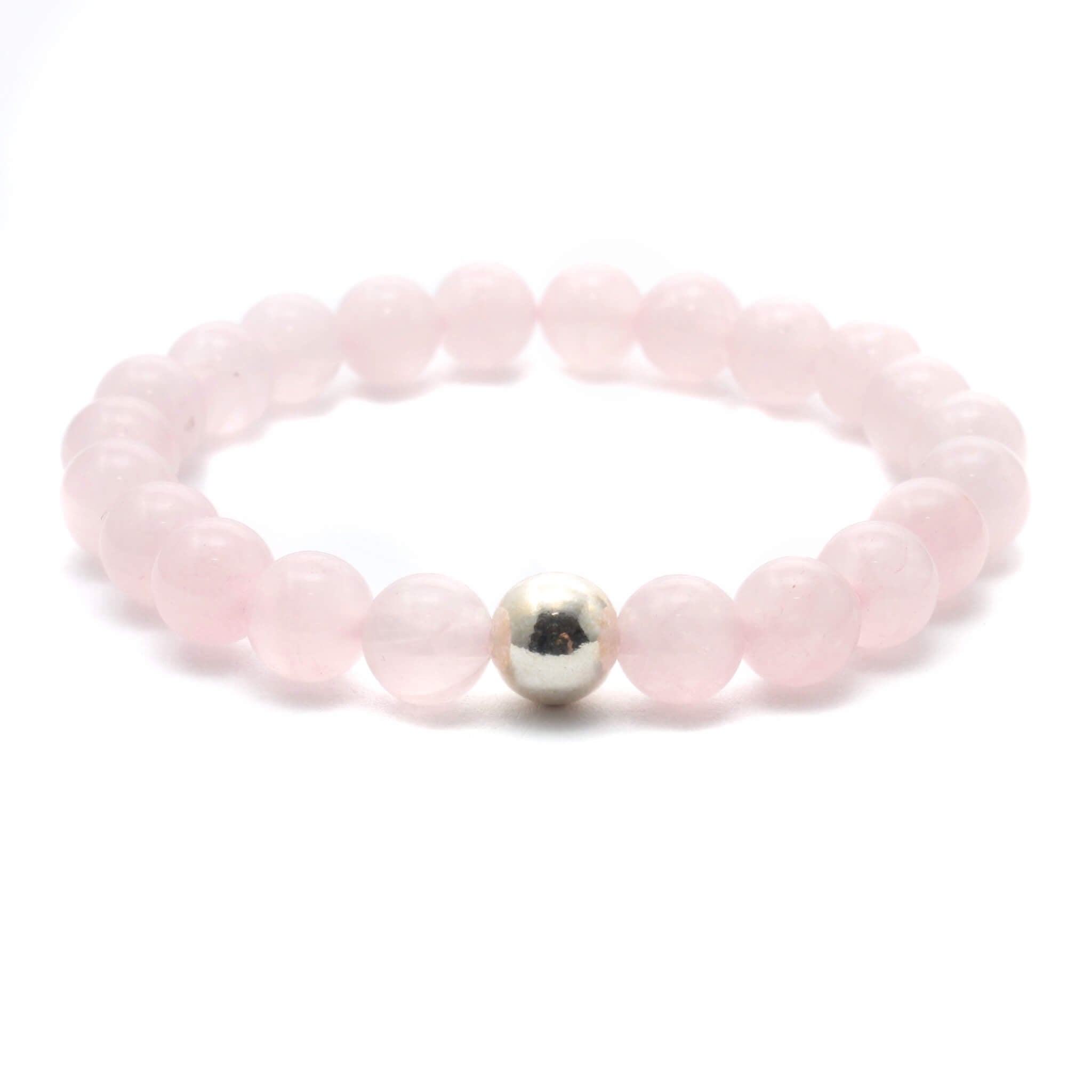 Krystal armbånd med 8mm Rosenkvarts perler