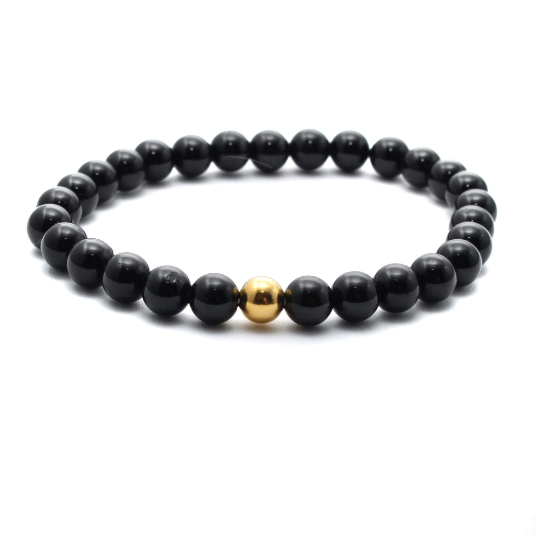 Sort Turmalin krystal armbånd med 6mm perler