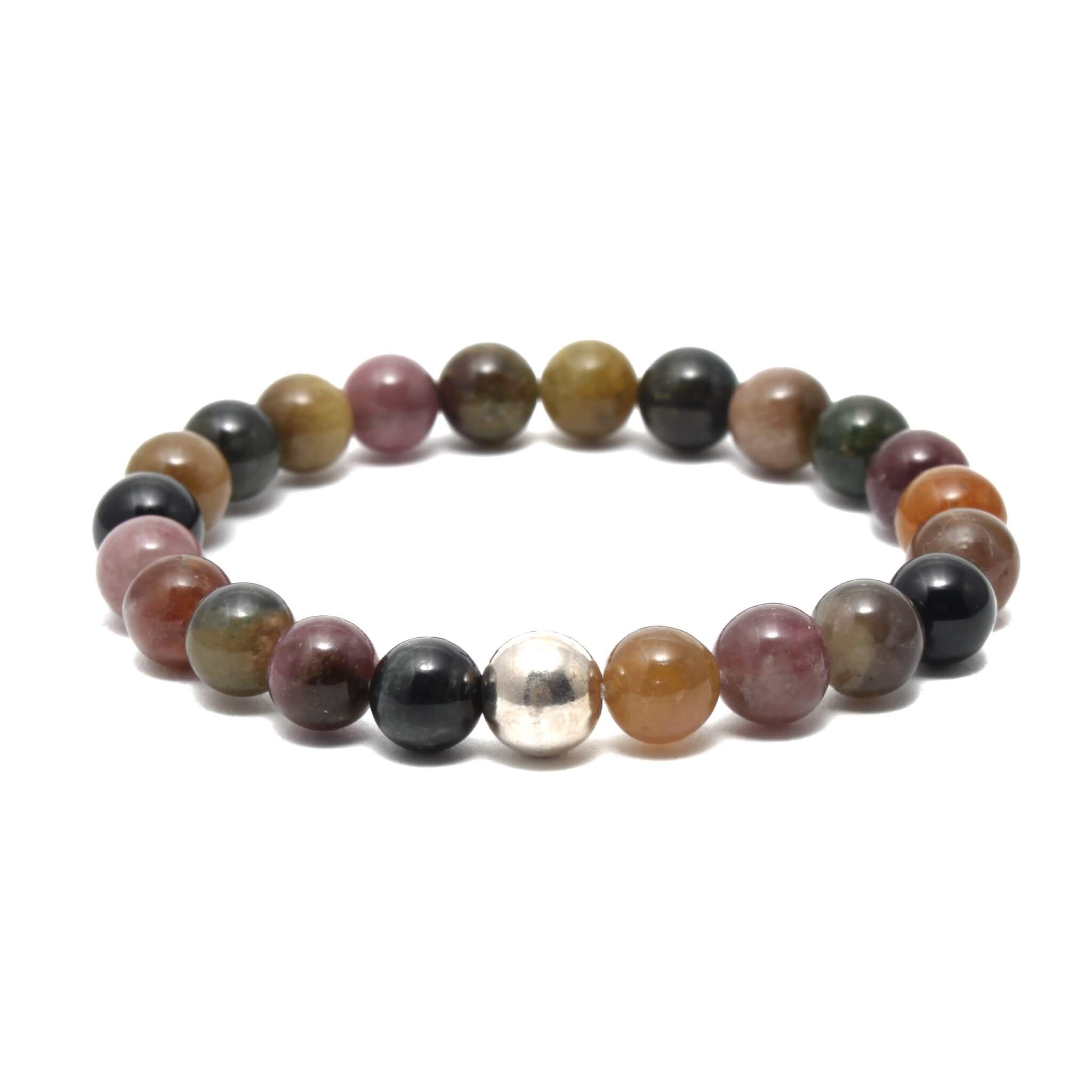 Krystal armbånd med 8mm mix Turmalin perler