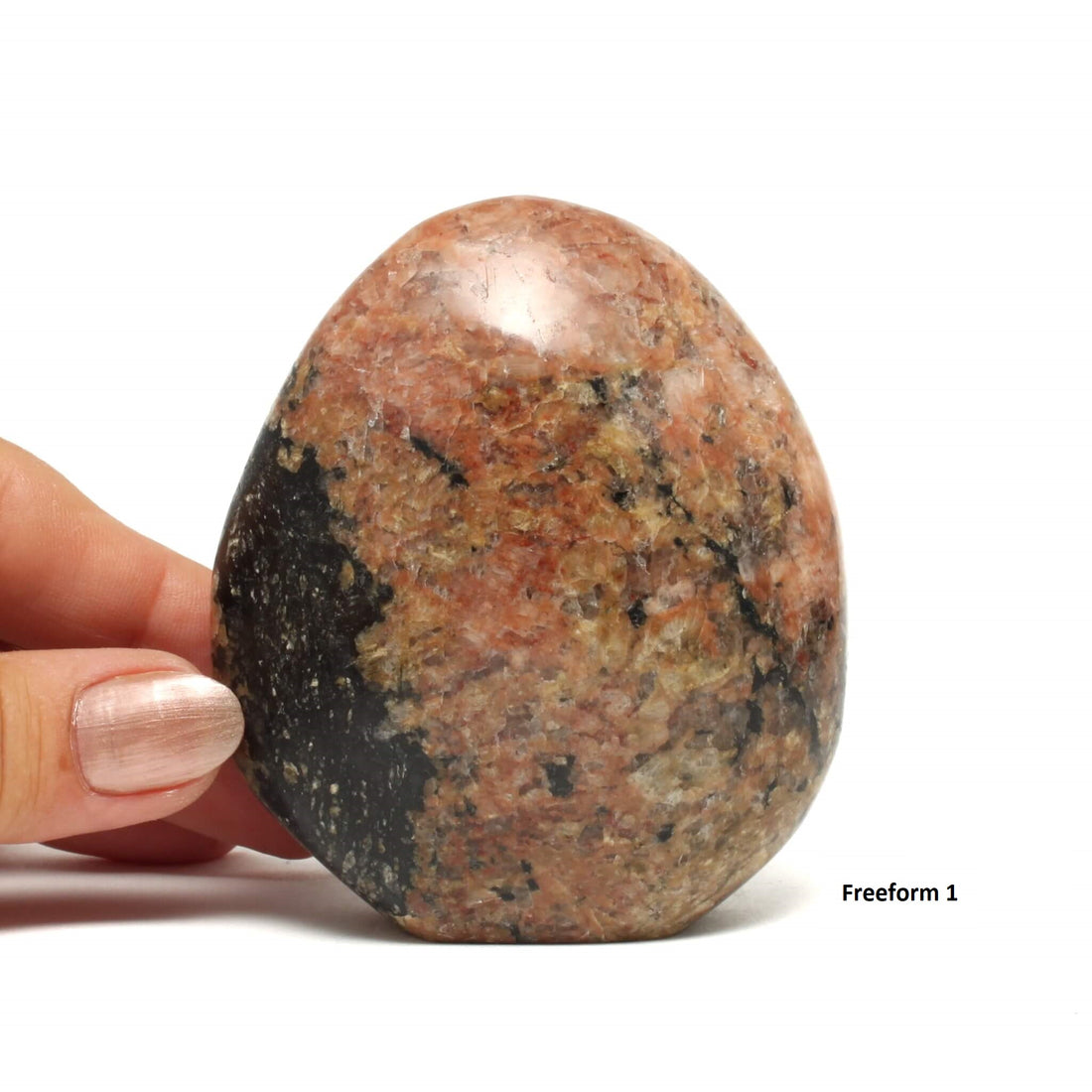 Fersken Månesten med Turmalin - Freeform