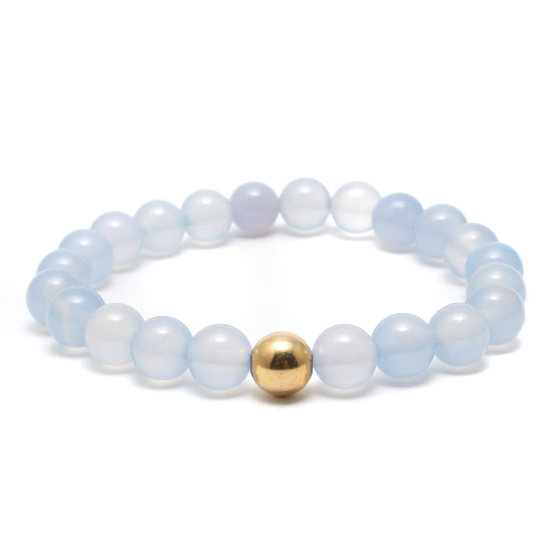 Krystal armbånd med 8mm Chalcedon perler