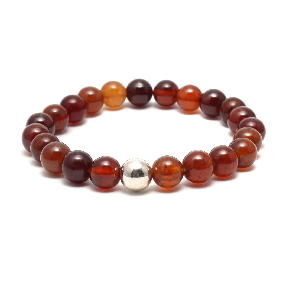 Krystal armbånd med 8mm Hessonit Granat perler