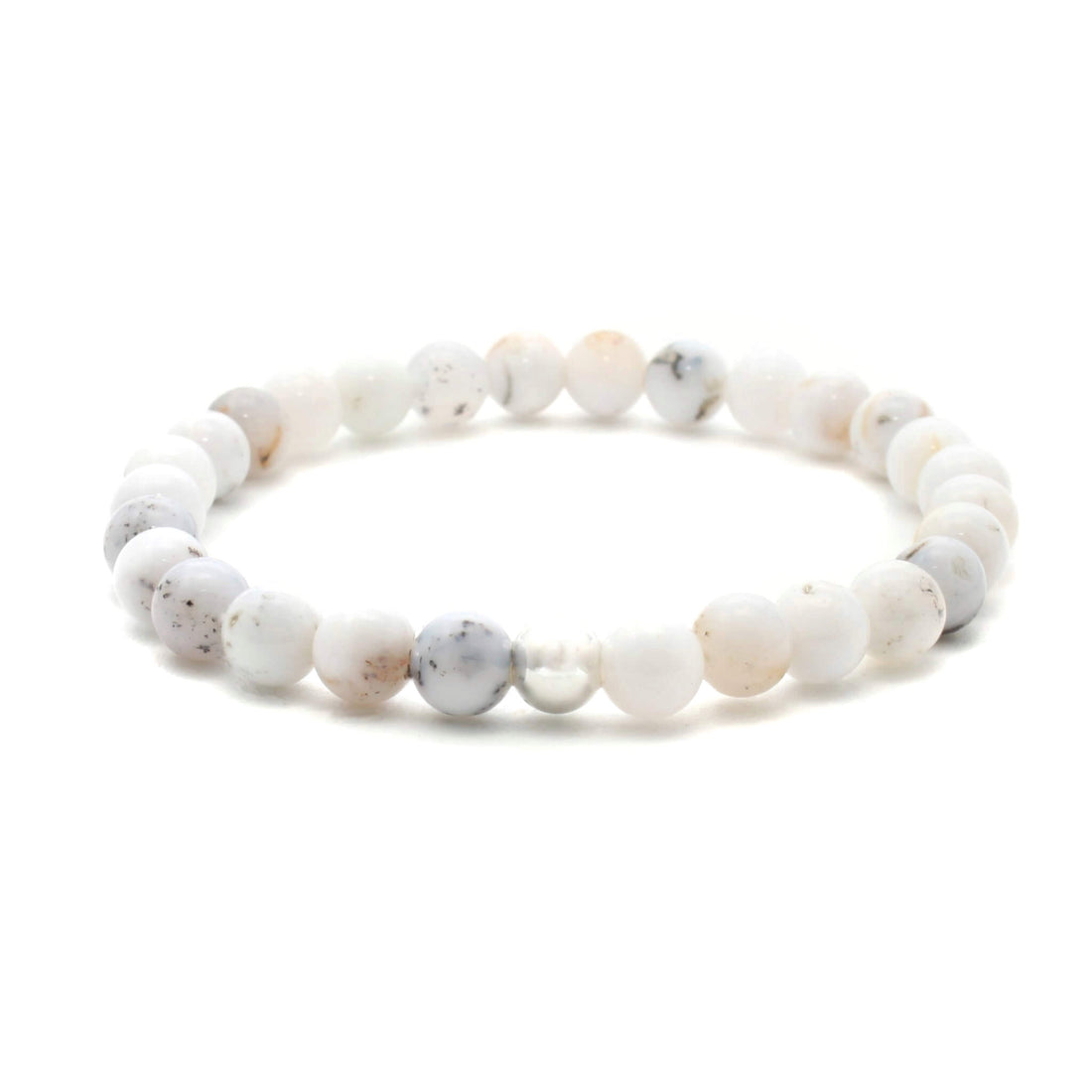 Krystal armbånd - Hvid Opal - 6mm