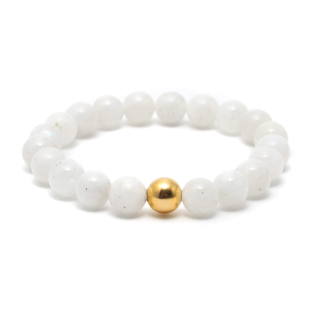 Hvid Månesten krystal armbånd med 8mm perler