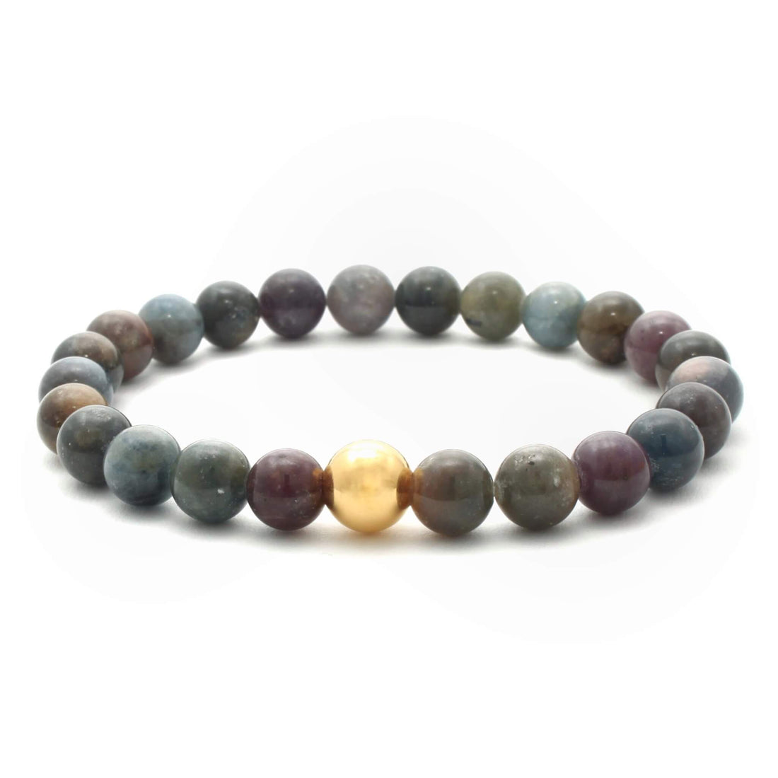 Krystal armbånd med mix safir perler i 7-8 mm