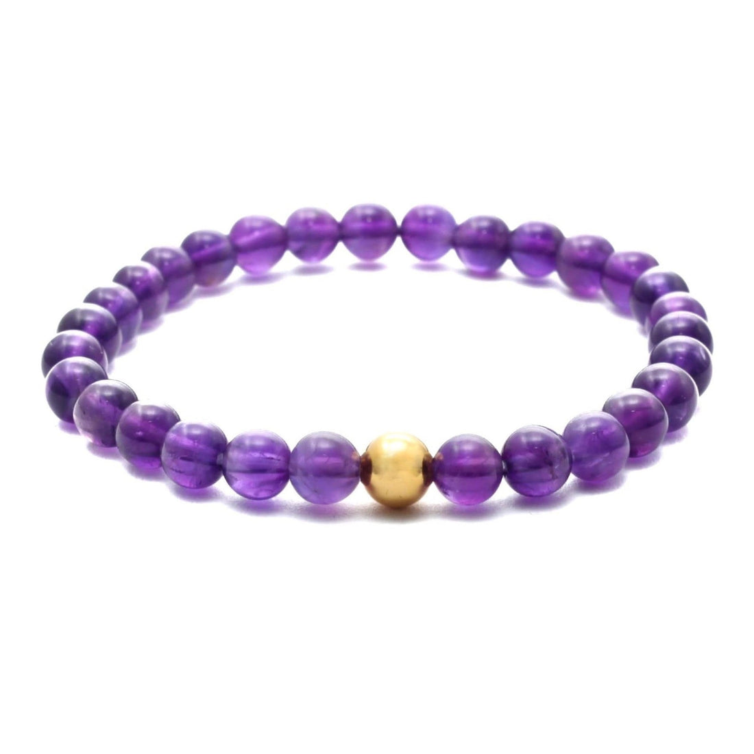Ametyst armbånd med 6mm perler og forgyldt sterling sølv, Villa Lovis
