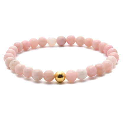 Pink Opal krystal armbånd med 6mm perler