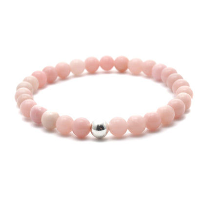 Pink Opal krystal armbånd med 6mm perler