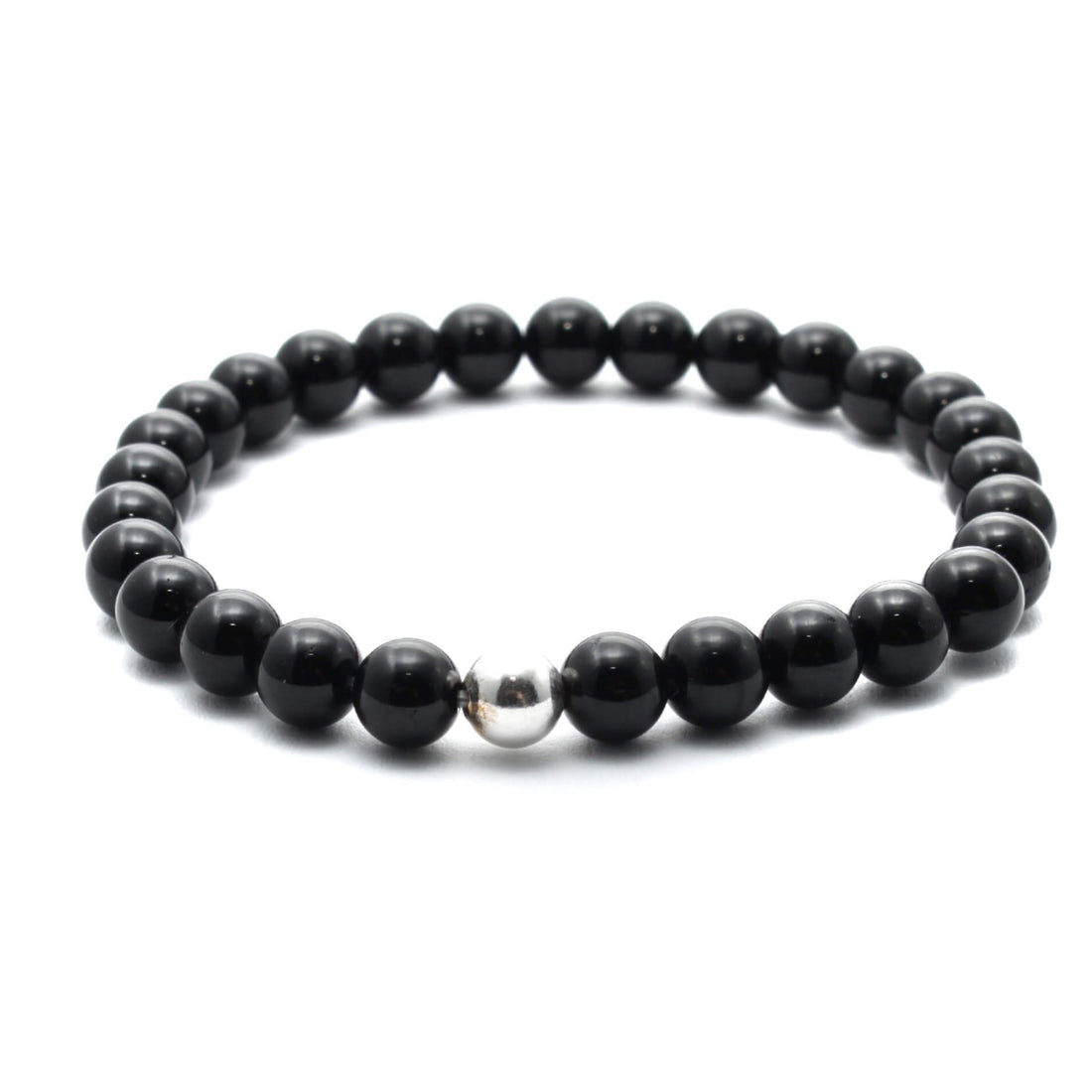Sort Turmalin krystal armbånd med 6mm perler