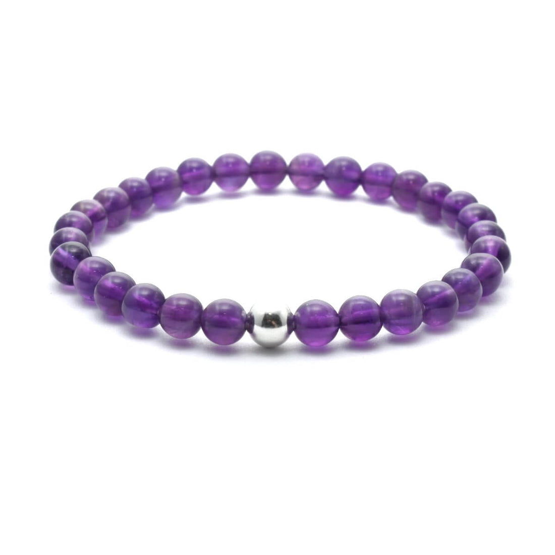 Ametyst krystal armbånd med 6mm perler