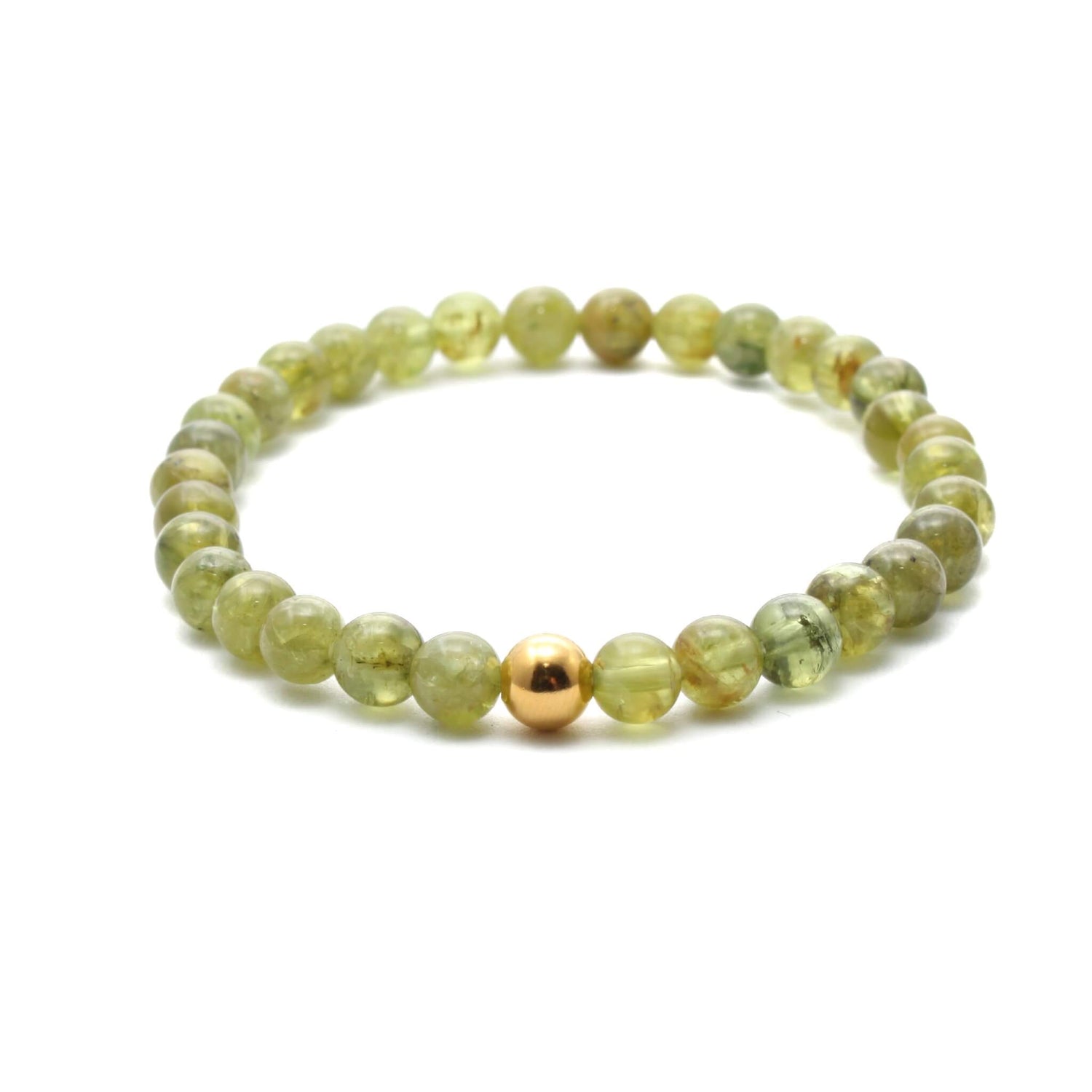 Olivin krystal armbånd med 6mm perler